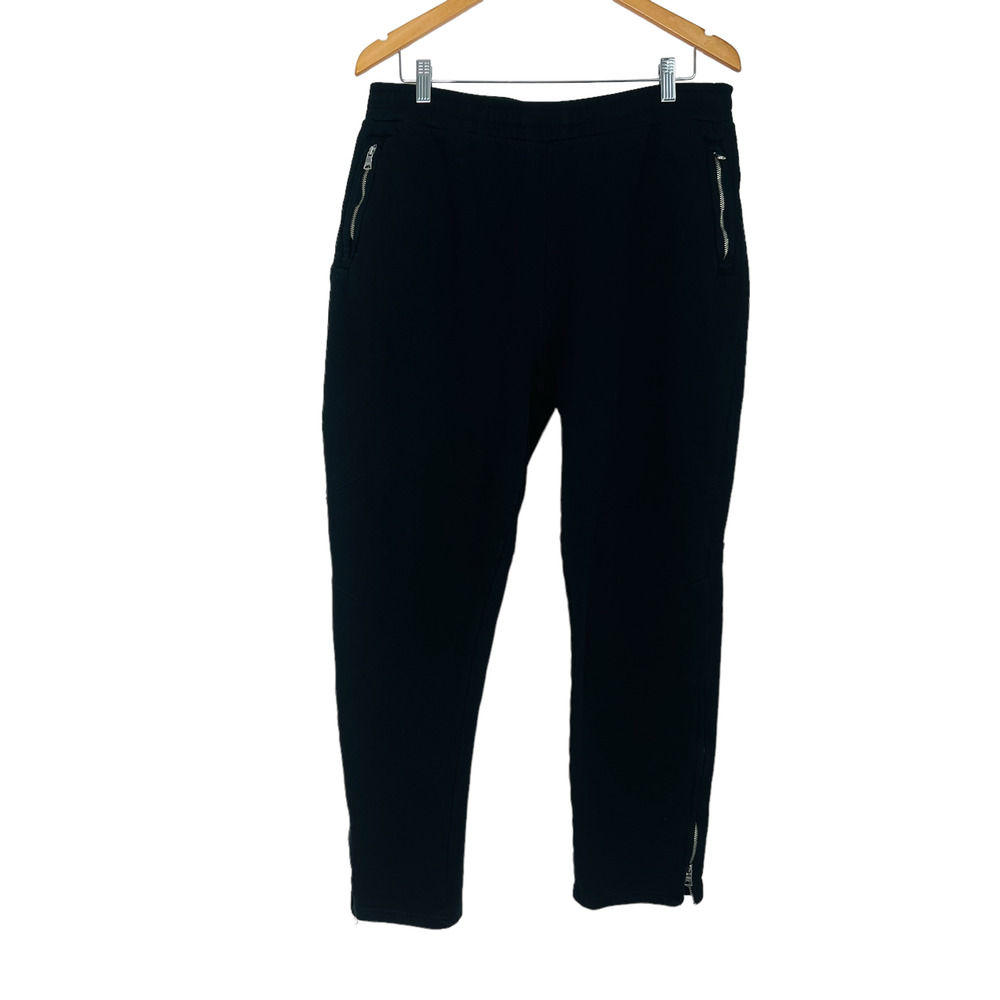 Sandro Ankle Zip Pull On Pants‎ Black Cotton Jogger Pockets Sweatpant Size XL